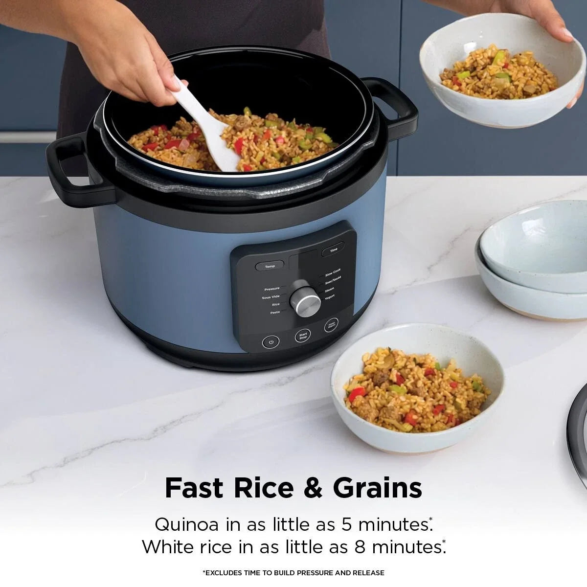 Ninja HyperHeat 9-in-1 Pressure Cooker, 6.5 Qt, Blue Macaron, PC201