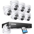 4K UHD 8-Channel 2TB Poe NVR Security Camera System with 8 8MP Wired Spotlight Cameras, Color Night Vision, 2-Way Audio