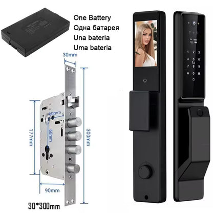 Alexa Voice Control Smart Door Lock Tuya APP 3D Face Recognition Electronic Digital Smart Door Lock with Camera