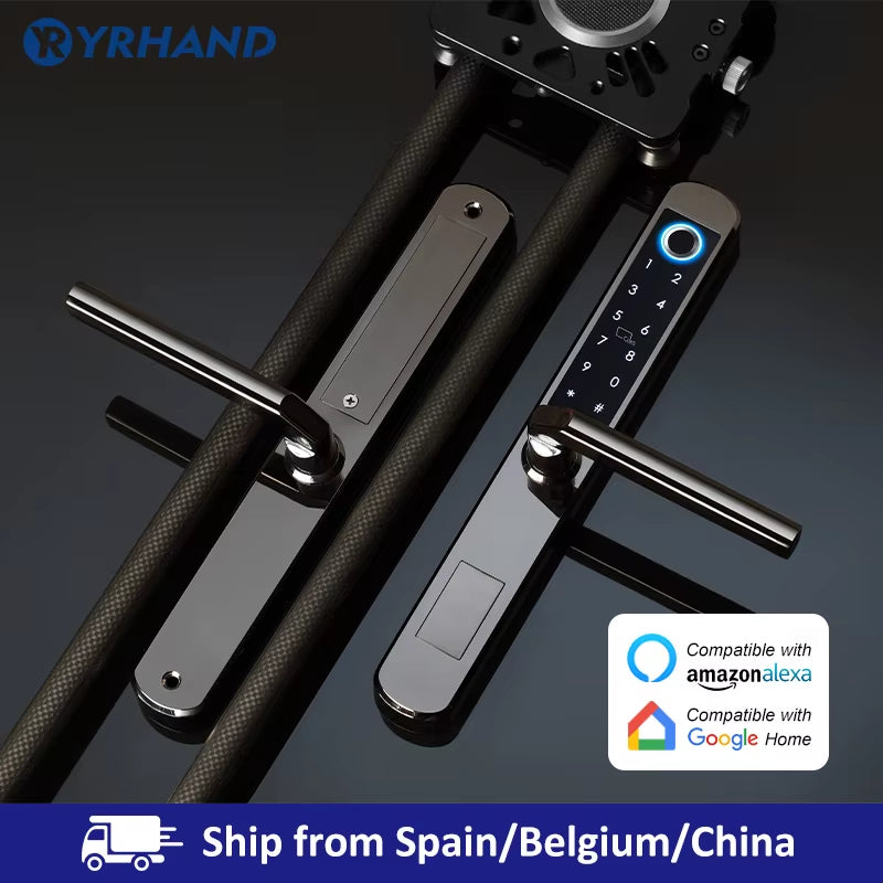 Stainless Steel Waterproof Biometric Fingerprint Door Lock Electronic Smart Door Lock RFID Card Lock for Aluminum Glass Door
