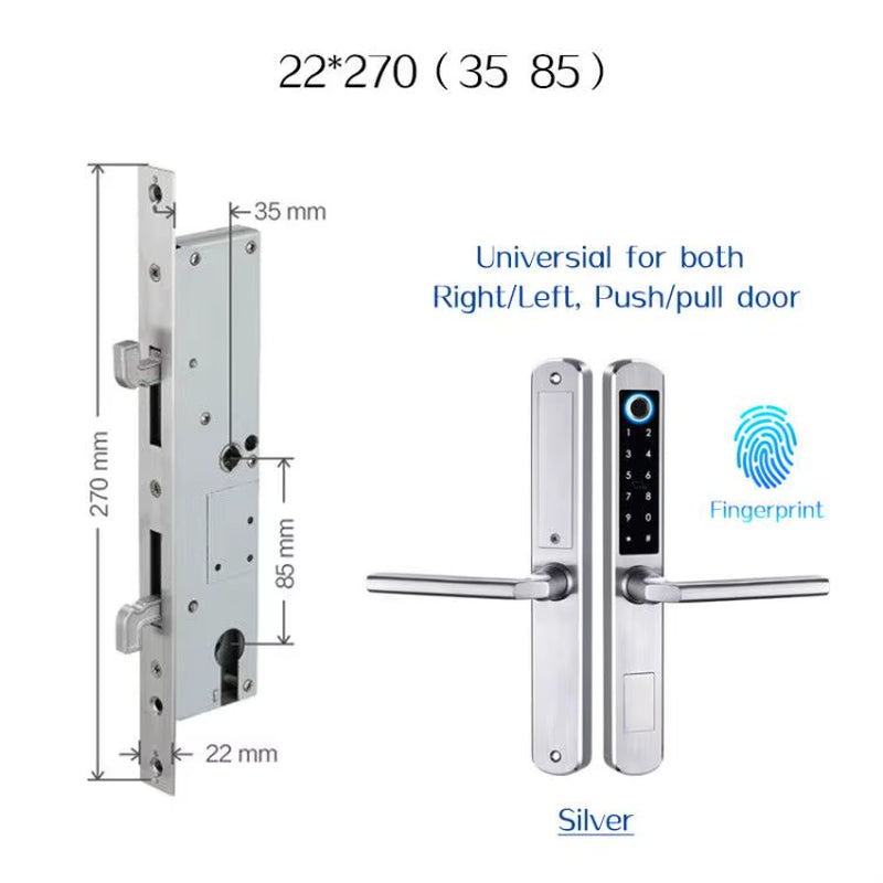 Stainless Steel Waterproof Biometric Fingerprint Door Lock Electronic Smart Door Lock RFID Card Lock for Aluminum Glass Door