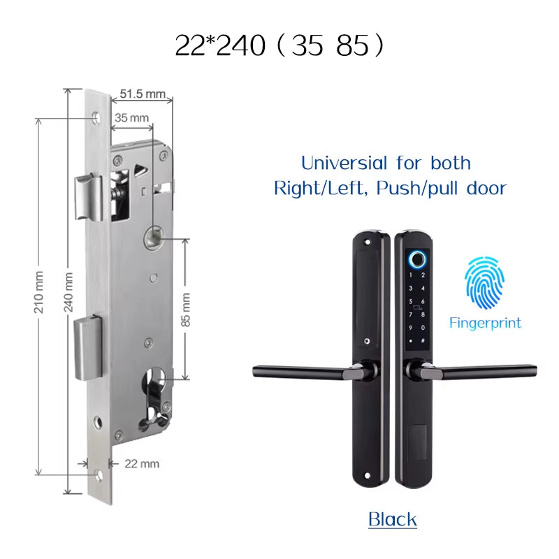 Stainless Steel Waterproof Biometric Fingerprint Door Lock Electronic Smart Door Lock RFID Card Lock for Aluminum Glass Door