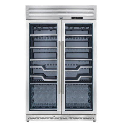 FORNO Abruzzo 48-Inch Dual Zone Wine Cellar, 102 Bottles, 24 cu. ft., Clear Acrylic Holders & Stainless Trim Shelves